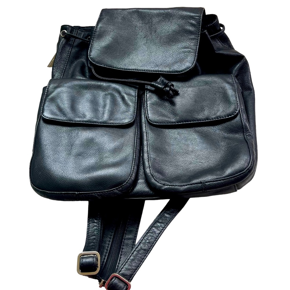 Franklin Covey Black Leather Purse/Small Back Pack